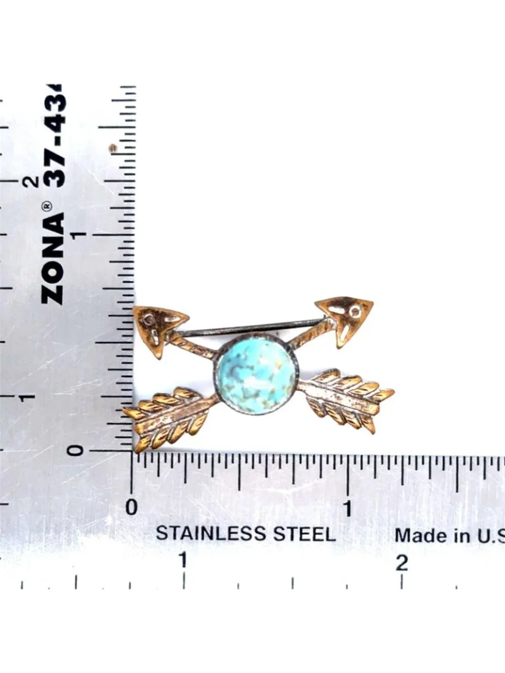 Fred Harvey Era Navajo Turquoise Crossed Arrows Pin Brooch